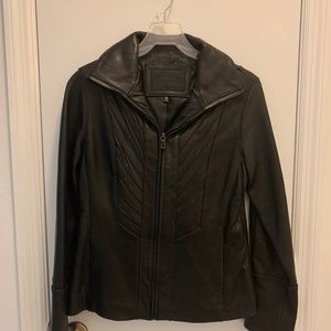 Womens black leather jacket, small